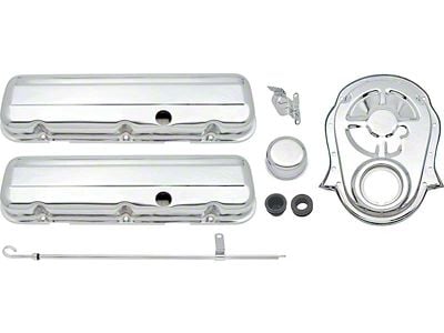 Low Profile Valve Covers and Timing Chain Cover; Chrome (68-80 Big Block V8 C10, C15, K10, K15; Suburban; 73-78 Big Block V8 Blazer, Jimmy)