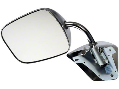 Manual Low-Mount Non-Heated Side Mirror; Driver Side; Stainless Steel (80-84 C10, K10)