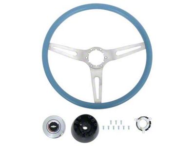 OE Style Comfort Grip Steering Wheel; Silver and Blue (67-72 Blazer, C10, C20, Jimmy, K10, K20, Suburban)