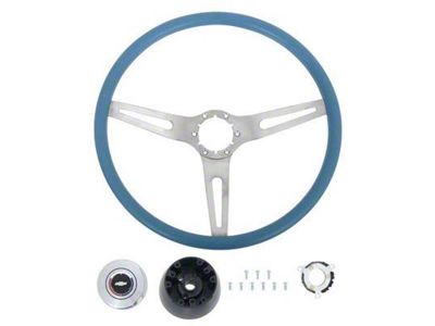 OE Style Comfort Grip Steering Wheel; Silver and Blue (73-86 C10, K10, K20)