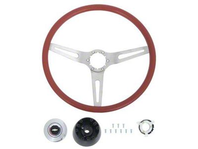 OE Style Comfort Grip Steering Wheel; Silver and Red (67-72 Blazer, C10, C20, Jimmy, K10, K20, Suburban)