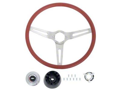 OE Style Comfort Grip Steering Wheel; Silver and Red (73-86 C10, K10, K20)