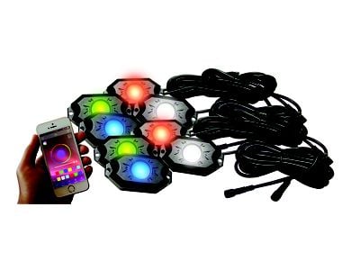 RGBW Hi-Power Rock Lights with Bluetooth APP; 8-Pod (Universal; Some Adaptation May Be Required)