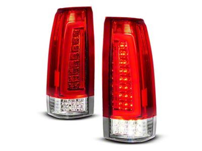 Sequential LED Tail Lights; Chrome Housing; Red/Clear Lens (88-00 C1500, C2500, C3500, K1500, K2500, K3500)