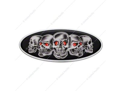 Skull Oval Emblem; Black and Chrome (Universal; Some Adaptation May Be Required)