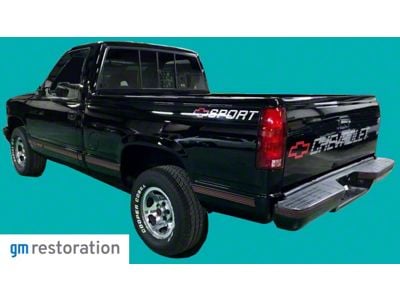 Sport Bed/Tailgate Decals; Red/Silver (89-91 C1500, K1500)