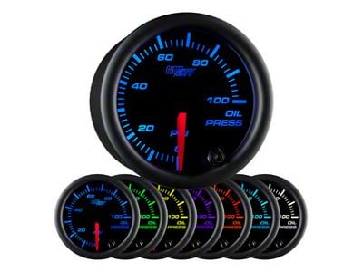 Oil Pressure Gauge; Black 7 Color (Universal; Some Adaptation May Be Required)