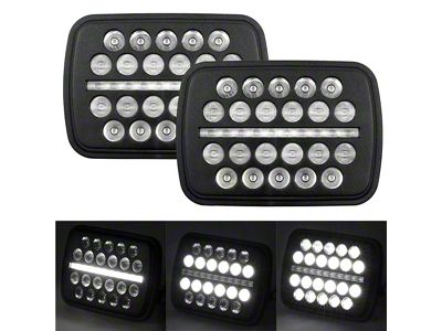 5x7 SLIM LINE Multi LED Projection Headlights; Black Housing; Clear Lens (78-83 Malibu)