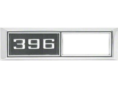 Front Side Marker Bezels with 396 Logo; Chrome with Black Background (1968 Chevelle)