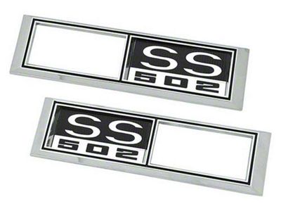 Front Side Marker Bezels with SS 502 Logo; Chrome with Black and White Background (1968 Chevelle)