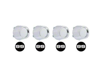 SS Wheel Center Cap Set; Black (69-71 Chevelle)