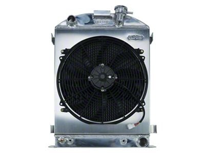 COLD-CASE Radiators Aluminum Performance Radiator with 16-Inch Fan; 25.50-Inch Tall (1932 Ford Car Highboy w/ Chevy Swap)