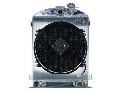 COLD-CASE Radiators Aluminum Performance Radiator with 16-Inch Fan; 25.50-Inch Tall (1932 Ford Car Highboy w/ Ford V8 Swap)