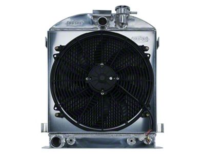 COLD-CASE Radiators Aluminum Performance Radiator with 16-Inch Fan (1932 Ford Car Lowboy w/ Ford V8 Swap)