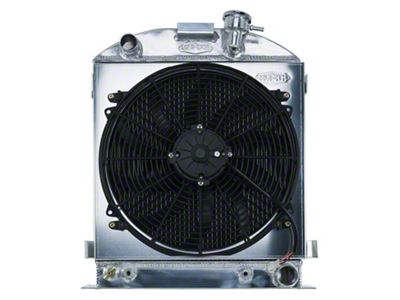 COLD-CASE Radiators Aluminum Performance Radiator with 16-Inch Fan (1932 Ford Car Lowboy w/ Chevy Swap)