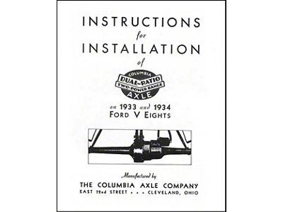 Columbia Rear Axle Installation Instructions - 12 Pages - Ford V8