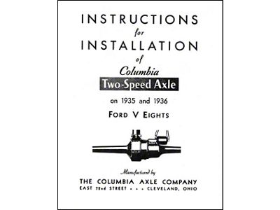 Columbia Rear Axle Installation Instructions - 12 Pages - Ford V8