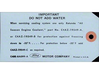 Cooling System Tag - Mercury