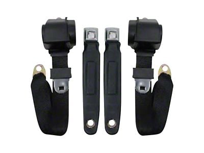 3-Point Seat Belt Conversion Kit; Black (68-74 Corvette C3)