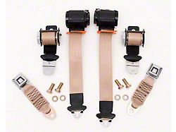 Corvette 3-Point Shoulder Harness & Seat Belt Set, Retractable, Convertible, Tan, 1974-1975 (Sting Ray Convertible)