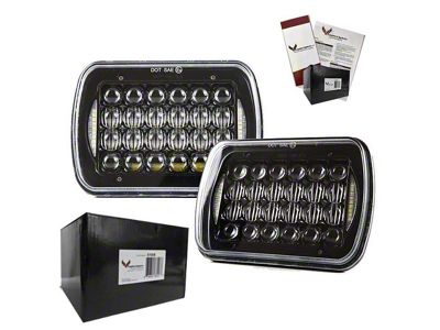 5x7 Multi LED Headlights with DRL Lights; Black Housing; Clear Lens (84-96 Corvette C4)