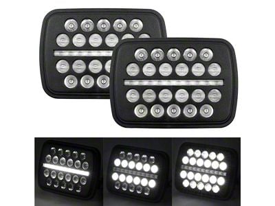 5x7 SLIM LINE Multi LED Projection Headlights; Black Housing; Clear Lens (84-96 Corvette C4)