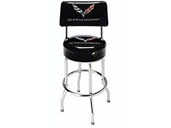 Corvette Bar Stool With Back And C7 Stingray Logo