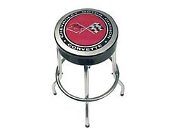 Corvette Bar Stool With Crossed-Flags Logo