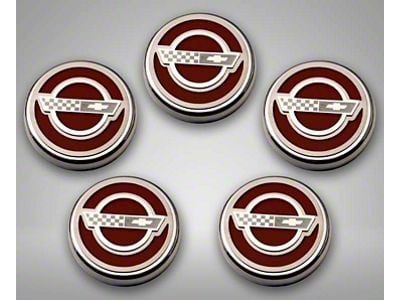 C4 Style Fluid Cap Covers; Garnet Red (84-96 Corvette C4 w/ Automatic Transmission)