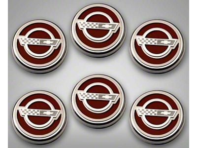 C4 Style Fluid Cap Covers; Garnet Red (84-96 Corvette C4 w/ Manual Transmission)