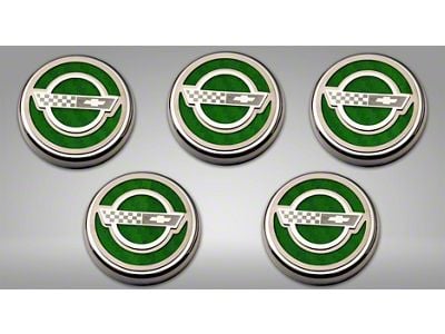 C4 Style Fluid Cap Covers; Green Carbon Fiber (84-96 Corvette C4 w/ Automatic Transmission)