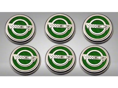 C4 Style Fluid Cap Covers; Green Carbon Fiber (84-96 Corvette C4 w/ Manual Transmission)