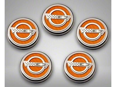 C4 Style Fluid Cap Covers; Orange Carbon Fiber (84-96 Corvette C4 w/ Automatic Transmission)