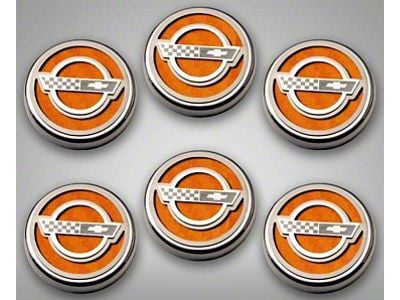 C4 Style Fluid Cap Covers; Orange Carbon Fiber (84-96 Corvette C4 w/ Manual Transmission)