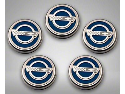 C4 Style Fluid Cap Covers; Solid Dark Blue (84-96 Corvette C4 w/ Automatic Transmission)