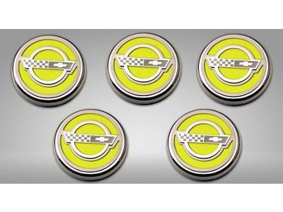 C4 Style Fluid Cap Covers; Solid Yellow (84-96 Corvette C4 w/ Automatic Transmission)