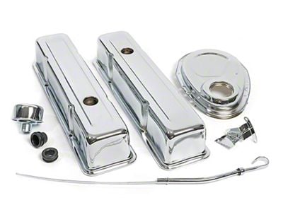 Engine Dress Up Kit with Tall Valve Covers and Timing Cover; Chrome (58-86 Small Block V8 Corvette C1, C2, C3 & C4)