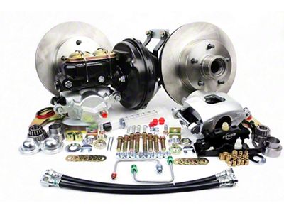 Legend Series Front Disc Brake Conversion Kit with Booster/Master Cylinder Combo and Valve; Cast-Iron Calipers (1964 Corvette C2)