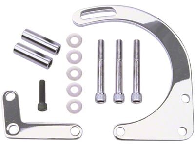 Low Mount Alternator Bracket; Lower Driver Side; Chrome (57-61 Small Block V8 Corvette C1)