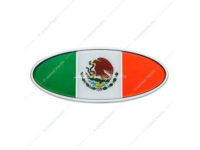 Mexico Flag Oval Emblem; Chrome (Universal; Some Adaptation May Be Required)