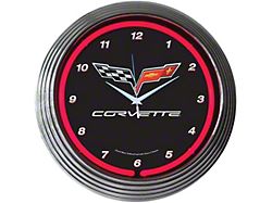 Corvette Neon Wall Clock With C6 Logo