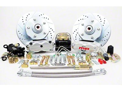 Rallye Series Front Disc Brake Conversion Kit with Master Cylinder and Valve; Clear Billet Aluminum Calipers (65-68 Corvette C2 & C3)