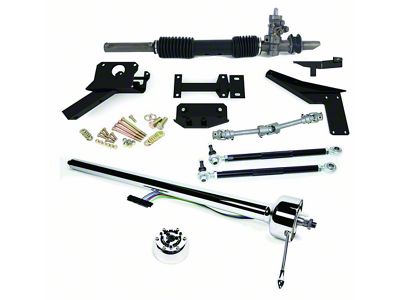 Steeroids Manual Steering Rack and Pinion Conversion Kit with Black Steering Column (53-54 V8 Corvette C1 w/ Stock Manifolds)