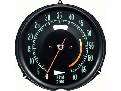 Tachometer with Green Markings; 5500 Red Line (68-71 Corvette C3)