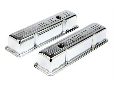 Tall Valve Covers with 327 C.I.D Logo; Chrome (62-68 327 V8 Corvette C1 & C2)