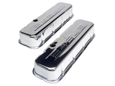 Tall Valve Covers with 454 C.I.D Logo; Chrome (70-74 454 V8 Corvette C3)