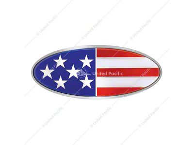 USA Flag Oval Emblem; Chrome (Universal; Some Adaptation May Be Required)