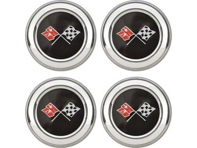 Wheel Center Caps with Crossed Flags Emblems; Set of Four (73-79 Corvette C3)