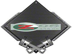 Corvette Z06 405 HP Emblem Metal Sign Black Carbon Fiber Crossed Pistons 25 X 19