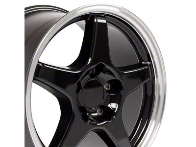 CV01 Black with Machined Lip Wheel; 17x9.5; 56mm Offset (88-96 Corvette C4)